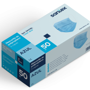 Santex. Mascarilla quirúrgica tipo IIR azul adulto 3 capas (caja 50und)