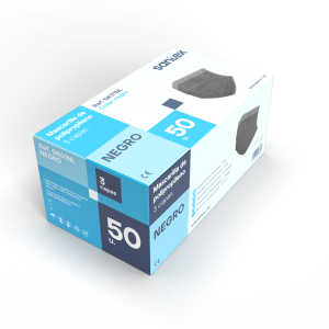 Santex dk01nl. mascarilla polipropileno negra adulto 3 capas (caja 50und)