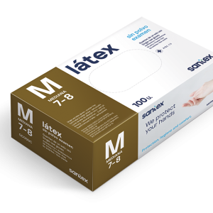 Estuche 100 guantes latex sin polvo 5.0 gr. "Santex"