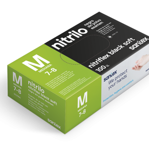 Estuche 100 guantes nitrilo negro sin polvo 3,5 gr. "Santex"