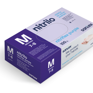 Estuche 100 guantes de nitrilo lila marca "Santex" 3,5 gr.