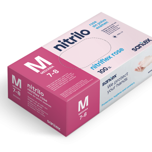Estuche 100 guantes nitrilo rosa sin polvo 3,5 gr. "Santex"