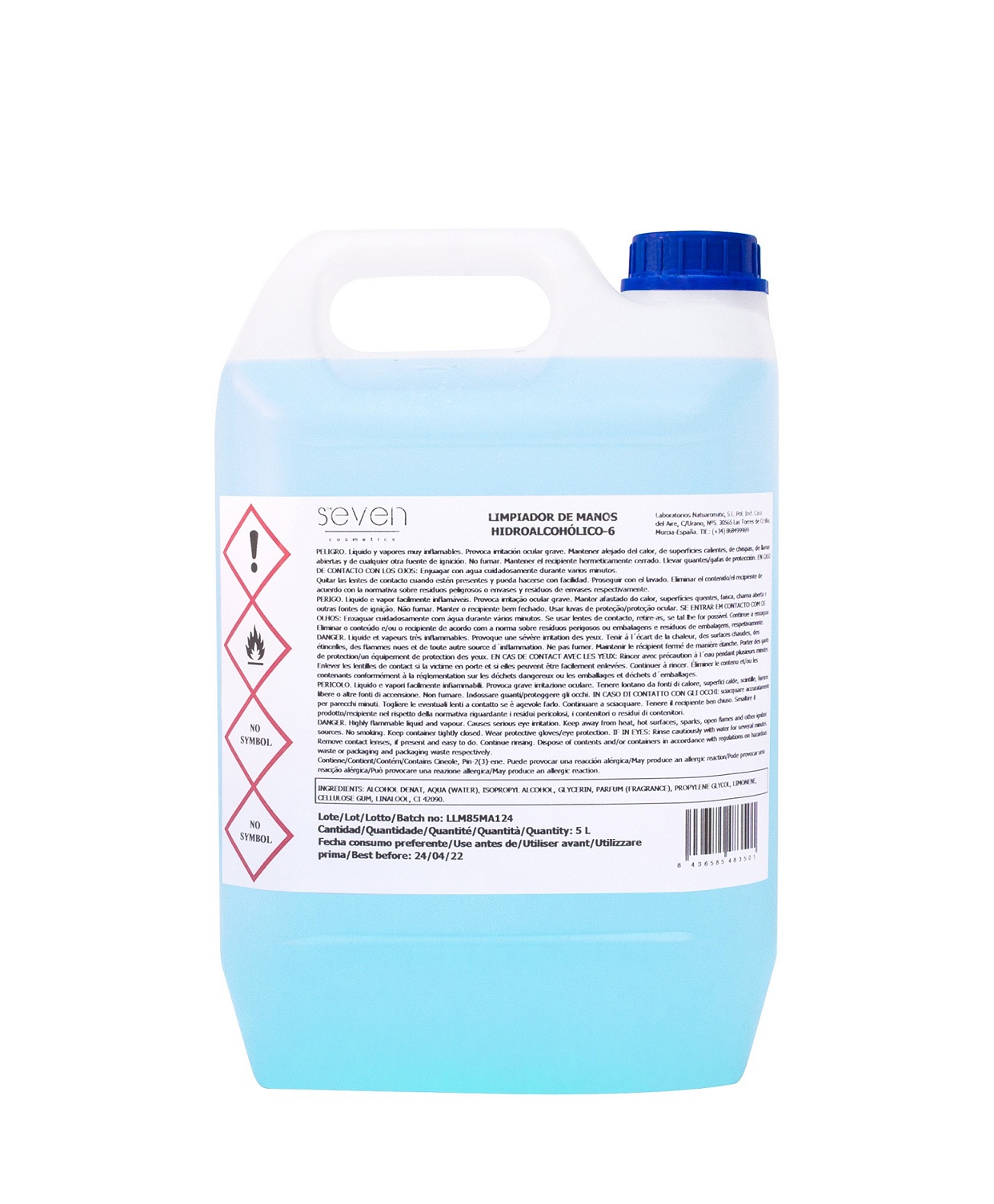 Seven. gel hidroalcoholico perfumado 5lt.