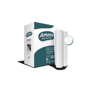 1 Rollo papel camilla blanco "Amoos" 60 mts. precortado doble capa