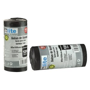 Rollo 10 bolsas basura negra 85x105 cm. galga 96 (Cubo 120 lt.)