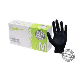 Estuche 100 guantes nitrilo negro "Luna" 3,5 gr.