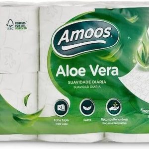 Pack 6 rollos higiénico doméstico amoos 3 capas aloe vera