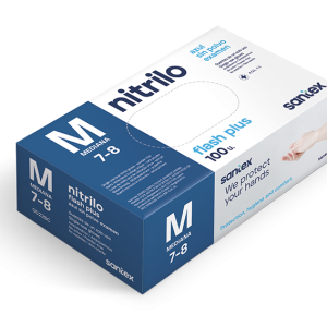 Caja 1000 guantes nitrilo azul sin polvo "Santex" 5,5 gr. (10 x 100u.)