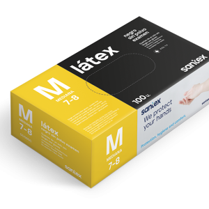 Estuche 100 guantes látex negro sin polvo "Santex" 5,5 gr.