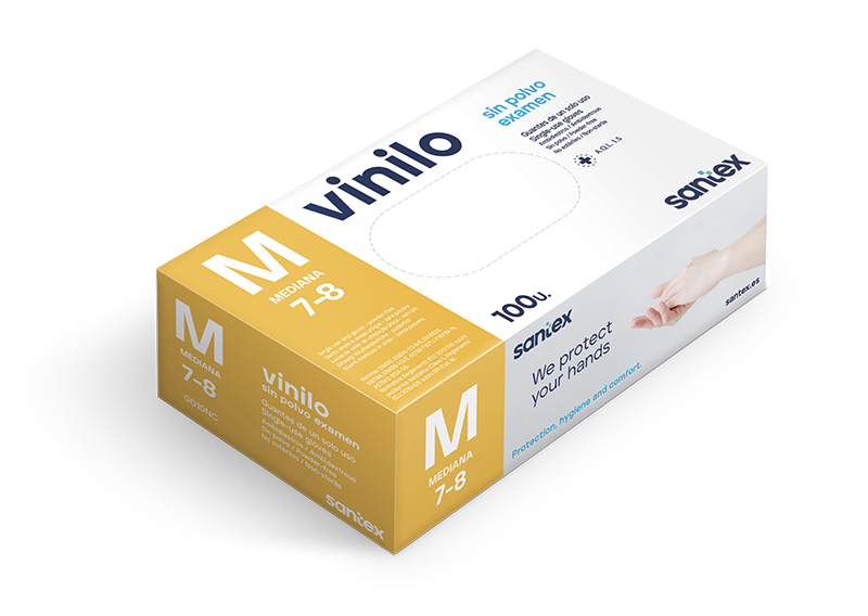 Caja 1000 guantes vinilo transp. 4,5 gr. sin polvo "Santex" (10 x 100u.)
