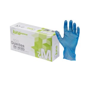 Caja 1000 guantes vinilo azul sin polvo "Luna" (10 x 100u.)
