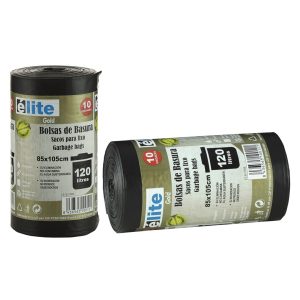 Rollo 10 bolsas basura negra 85x105 cm. galga 120 (Cubo 120 lt.)