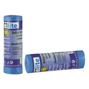 Rollo 12 bolsas basura azul 55x60 perfumada autocierre (Cubo 30 litros)