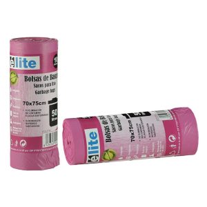 Rollo 10 bolsas basura rosa 70x75 perfumada autocierre (50 litros)