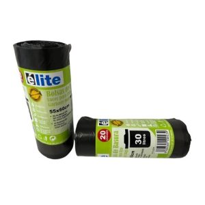 Rollo 20 bolsas basura negras 55x60 perfumada autocierre (Cubo 30 litros)