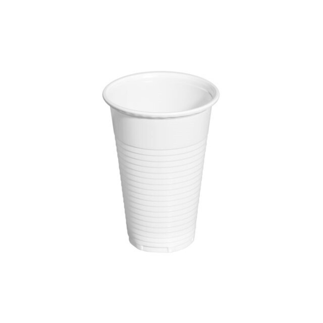 Vaso plástico blanco 200ml reutilizable. B/. 100 und. - caja 3000 und.